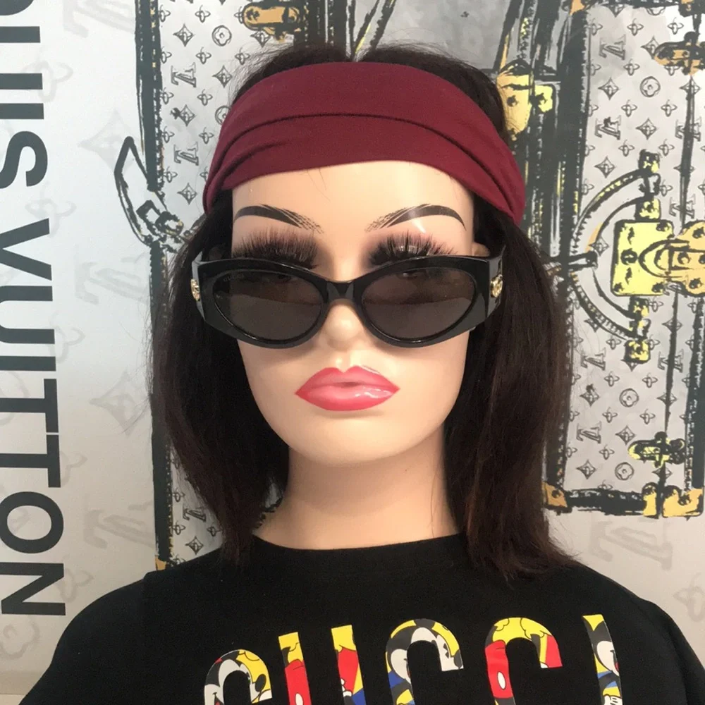 New Authentic Gucci GG1401S 001 Black Cat-Eye Sunglasses Grey Lenses